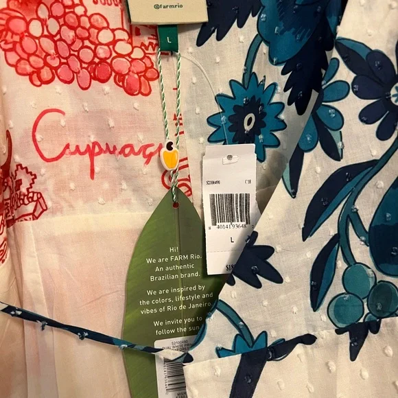 NWT FARM Rio One Red and Blue Dress wrap midi dress size L - Picture 7 of 7